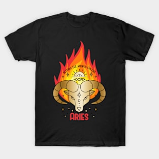 Aries fire faux gold astrology sun sign zodiac birth sign T-Shirt